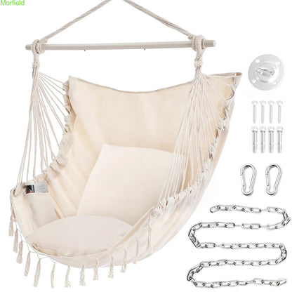 Single Hammock Chair with Cushions – Foldable Indoor & Outdoor