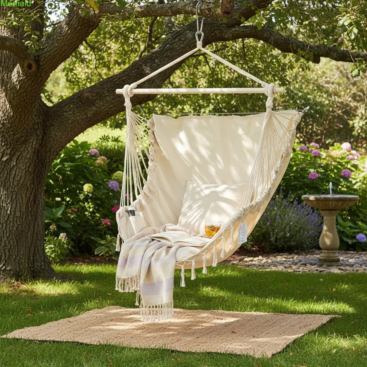 Single Hammock Chair with Cushions – Foldable Indoor & Outdoor