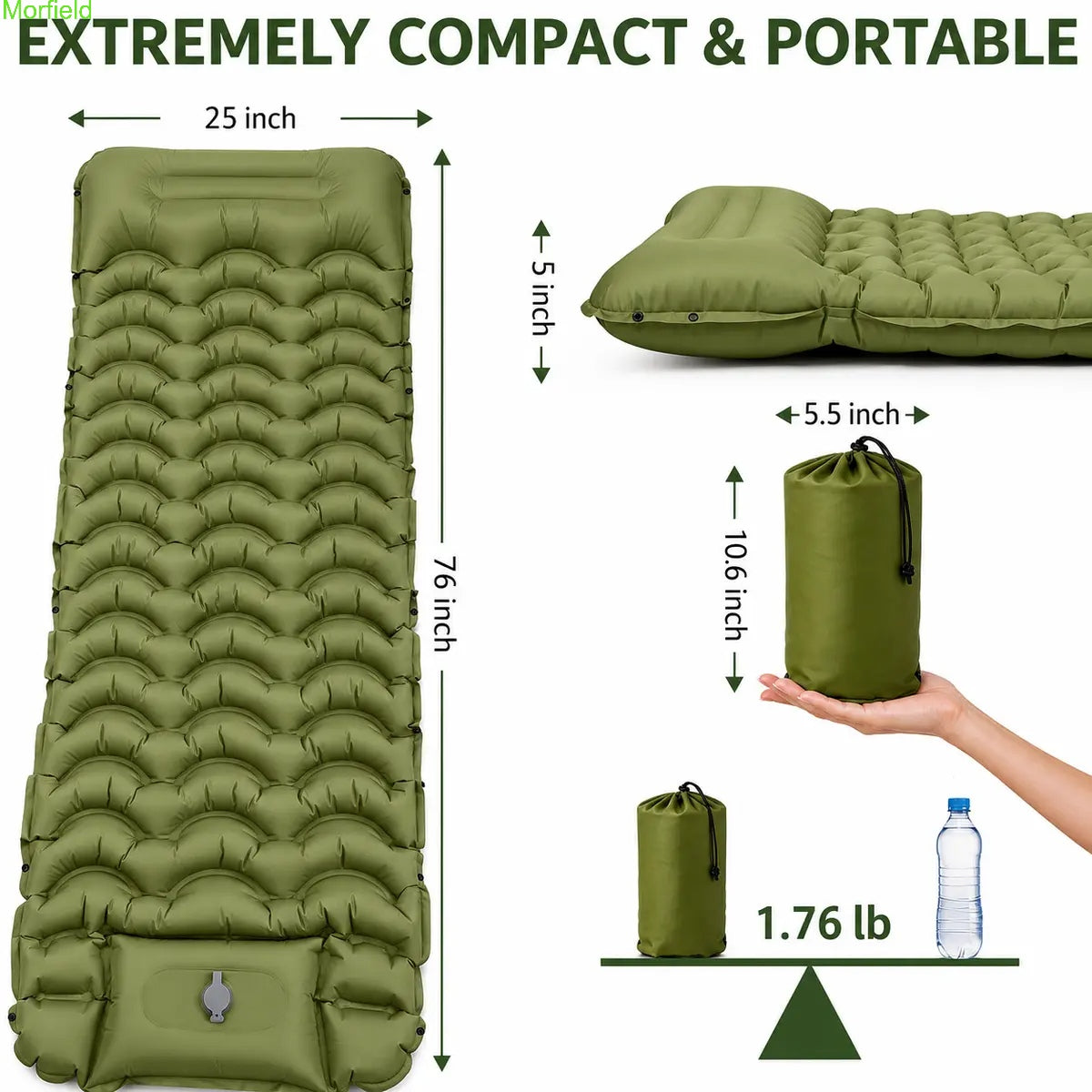 5" Thick Camping Sleeping Pad with Foot Pump