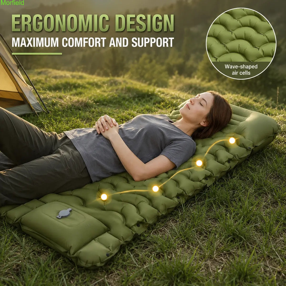 5" Thick Camping Sleeping Pad with Foot Pump