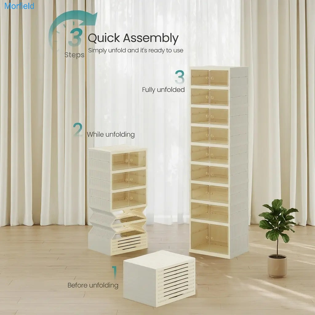 Foldable Shoe Storage Organizer – Stackable Sneaker Cabinet