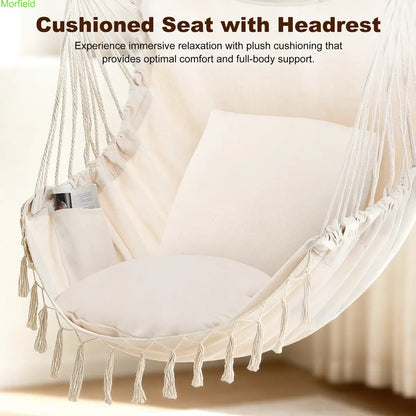 Single Hammock Chair with Cushions – Foldable Indoor & Outdoor