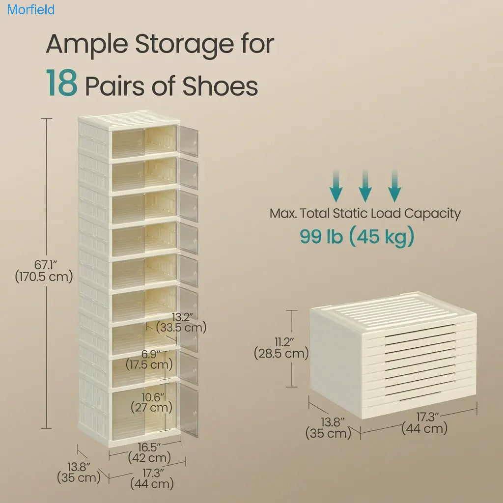 Foldable Shoe Storage Organizer – Stackable Sneaker Cabinet
