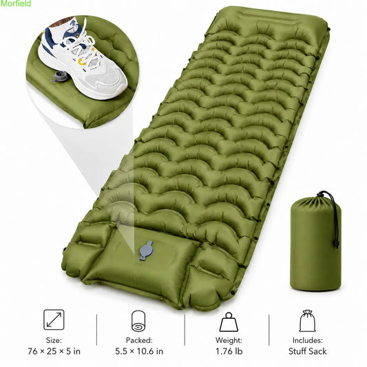 5" Thick Camping Sleeping Pad with Foot Pump