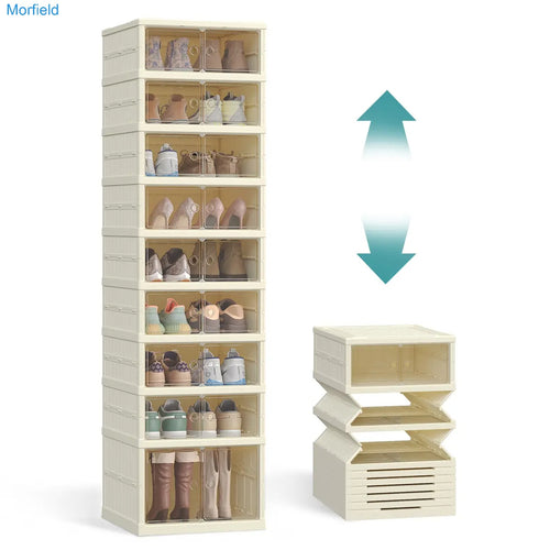 Foldable Shoe Storage Organizer – Stackable Sneaker Cabinet