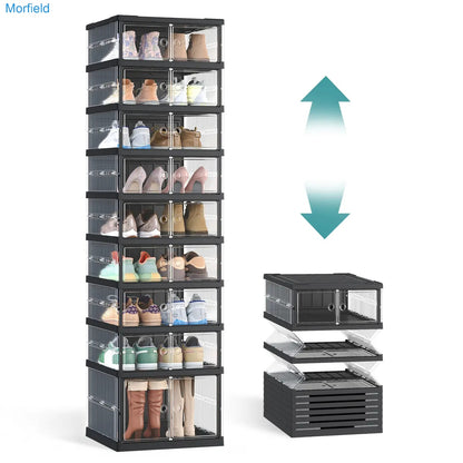 Foldable Shoe Storage Organizer – Stackable Sneaker Cabinet