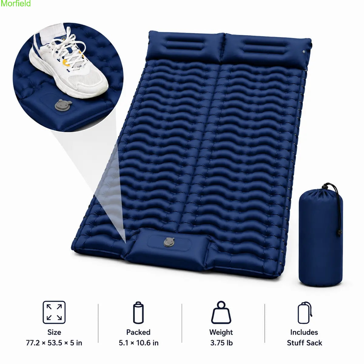 5" Thick Camping Sleeping Pad with Foot Pump