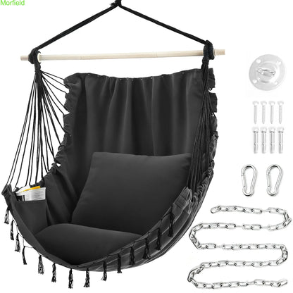 Single Hammock Chair with Cushions – Foldable Indoor & Outdoor